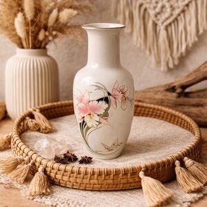 Vintage Iris Orchid Butterfly Floral Vase‎ Japan